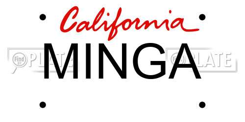 MINGA California License Plate