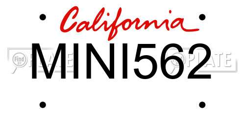 MINI562 California License Plate
