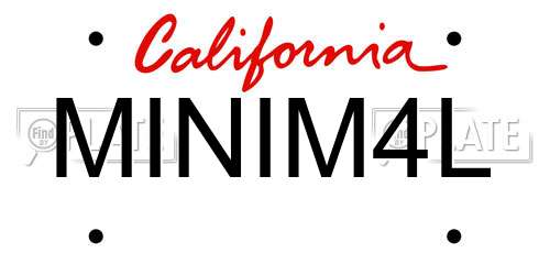 MINIM4L California License Plate