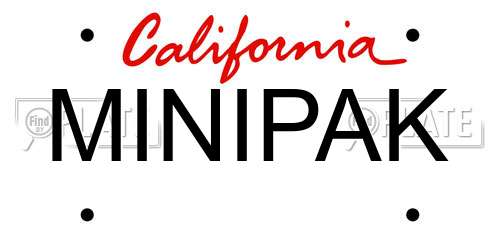 MINIPAK California License Plate