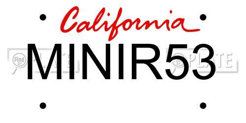 MINIR53 California License Plate