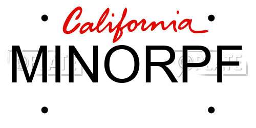 MINORPF California License Plate