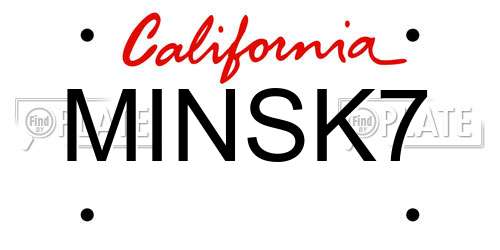 MINSK7 California License Plate