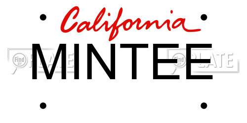 MINTEE California License Plate