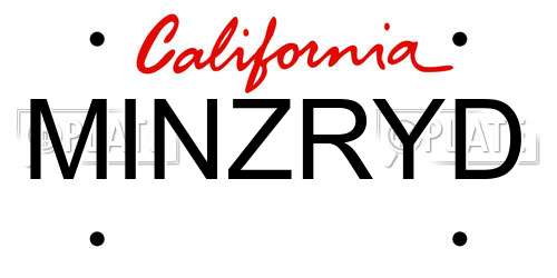 MINZRYD California License Plate
