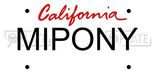 MIPONY California License Plate