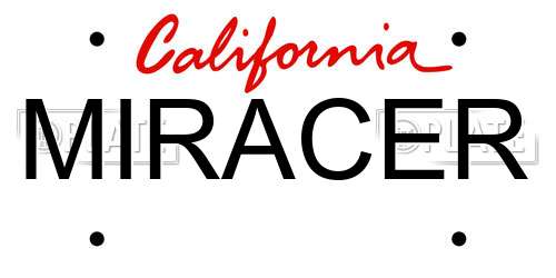 MIRACER California License Plate
