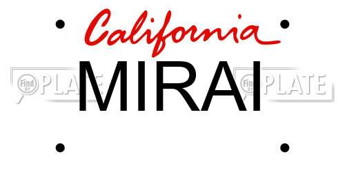 MIRAI California License Plate