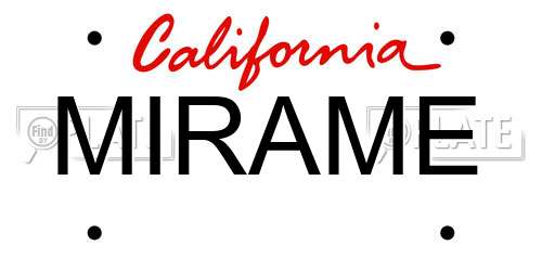 MIRAME California License Plate
