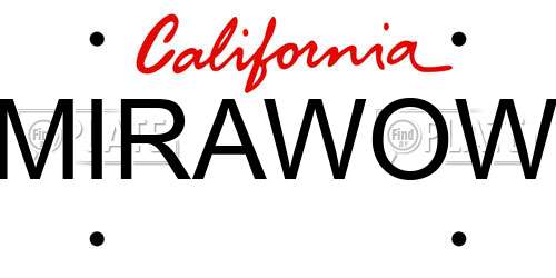 MIRAWOW California License Plate