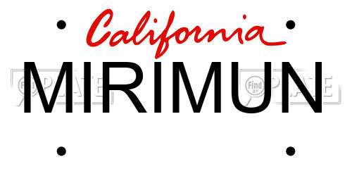 MIRIMUN California License Plate