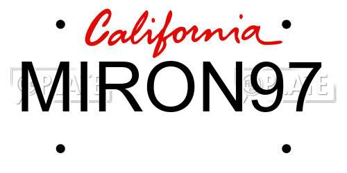 MIRON97 California License Plate