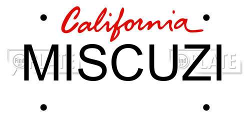 MISCUZI California License Plate