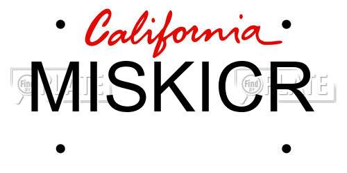 MISKICR California License Plate