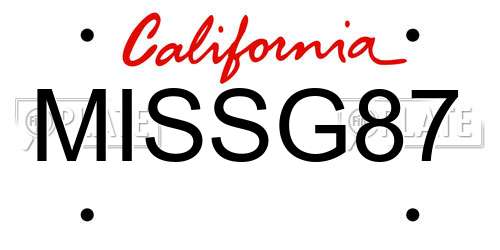 MISSG87 California License Plate