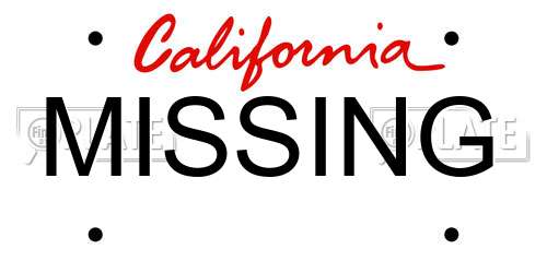 MISSING license plate in CA state