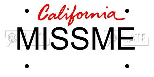 MISSME California License Plate