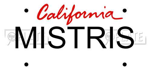 MISTRIS California License Plate