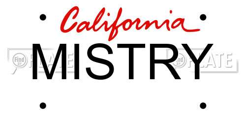 MISTRY California License Plate
