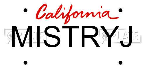 MISTRYJ California License Plate