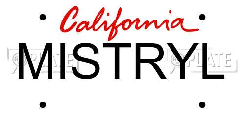 MISTRYL California License Plate