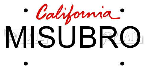 MISUBRO California License Plate