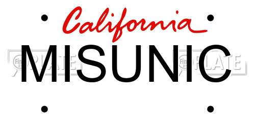 MISUNIC California License Plate