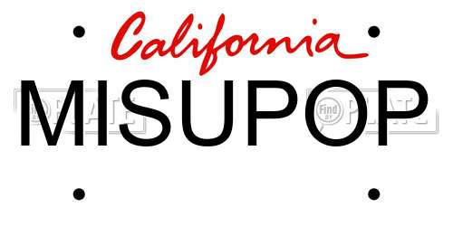 MISUPOP California License Plate