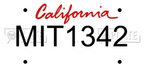 MIT1342 California License Plate