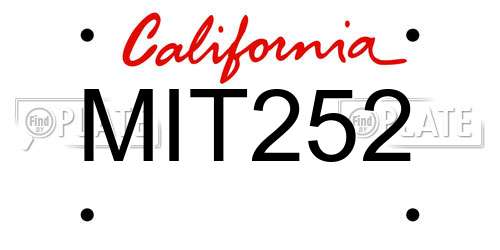 MIT252 California License Plate