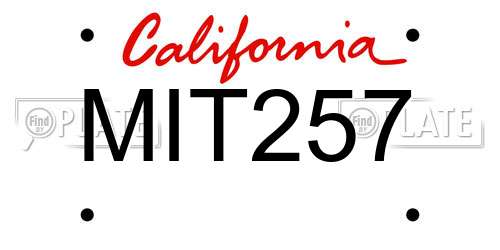 MIT257 California License Plate