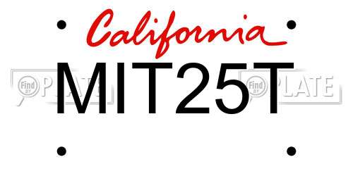 MIT25T California License Plate