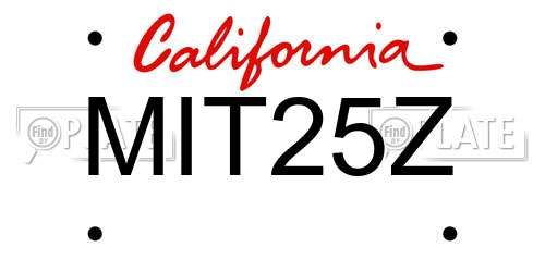 MIT25Z California License Plate