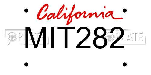 MIT282 California License Plate