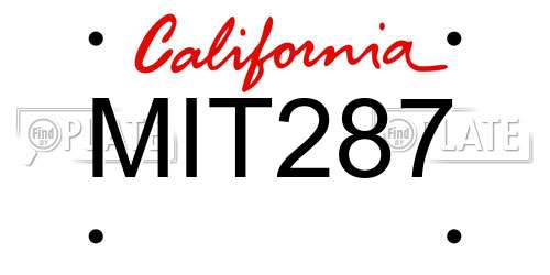 MIT287 California License Plate