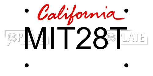 MIT28T California License Plate