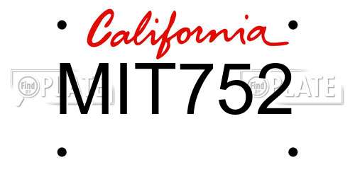 MIT752 California License Plate