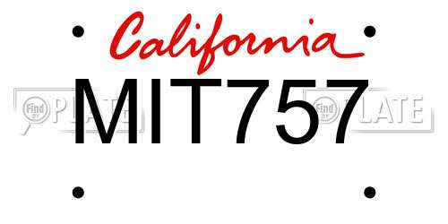 MIT757 California License Plate