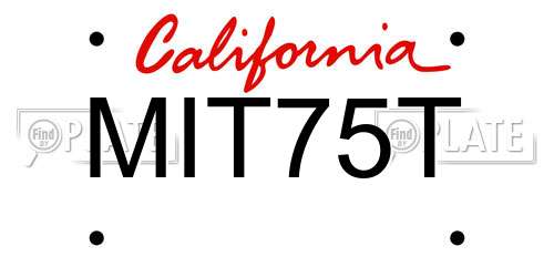 MIT75T California License Plate