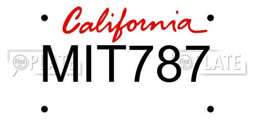 MIT787 California License Plate