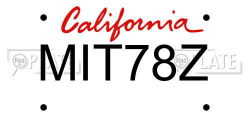 MIT78Z California License Plate