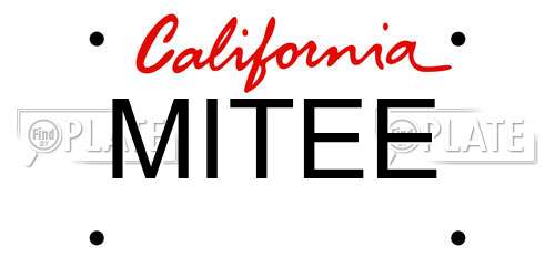 MITEE California License Plate