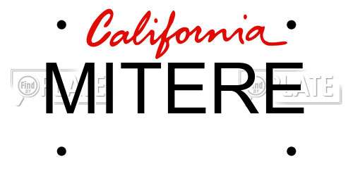 MITERE California License Plate