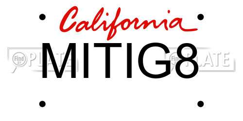 MITIG8 California License Plate