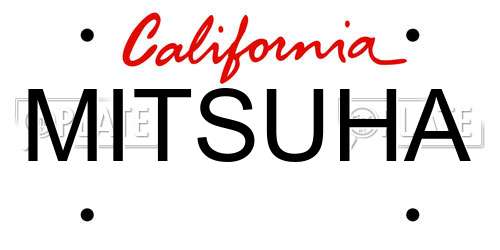 MITSUHA California License Plate