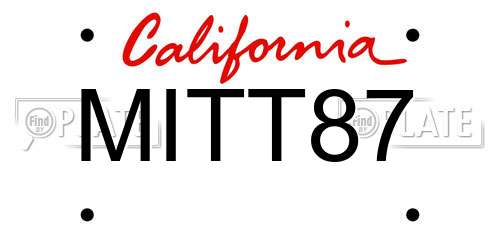 MITT87 California License Plate