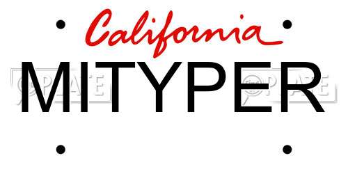 MITYPER California License Plate