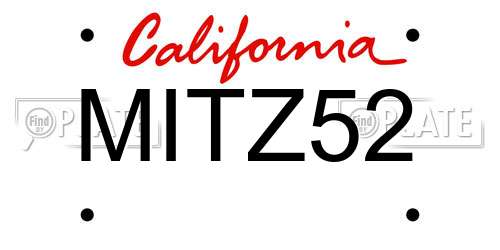 MITZ52 California License Plate