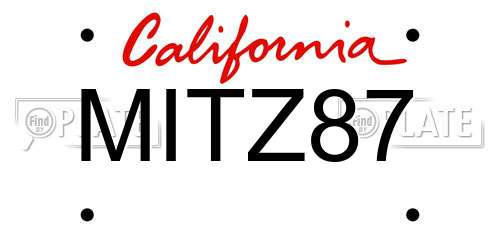 MITZ87 California License Plate