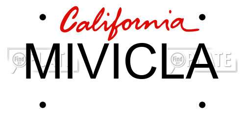 MIVICLA California License Plate